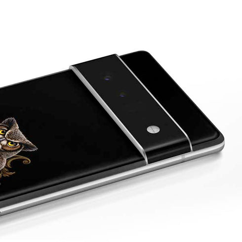 Skull and Owl by Sarah Richter Google Pixel 6 Skin